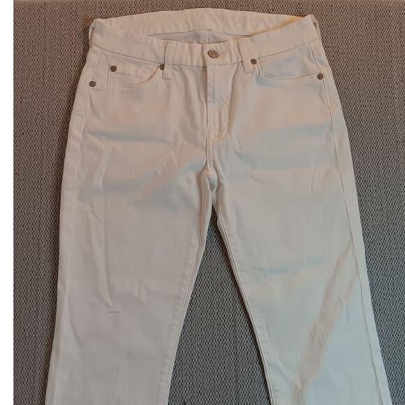 7 For All Mankind Favorite Jeans Women's 28 28X32 White Out Straight Leg - Picture 6 of 16